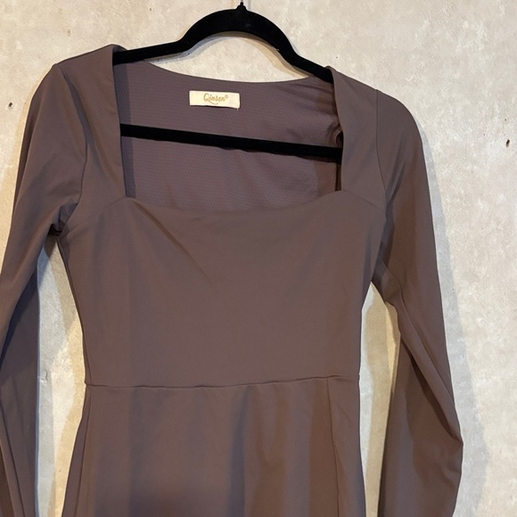 Elegant Long Sleeve Dress in Chocolate Brown - Picture 2 of 12